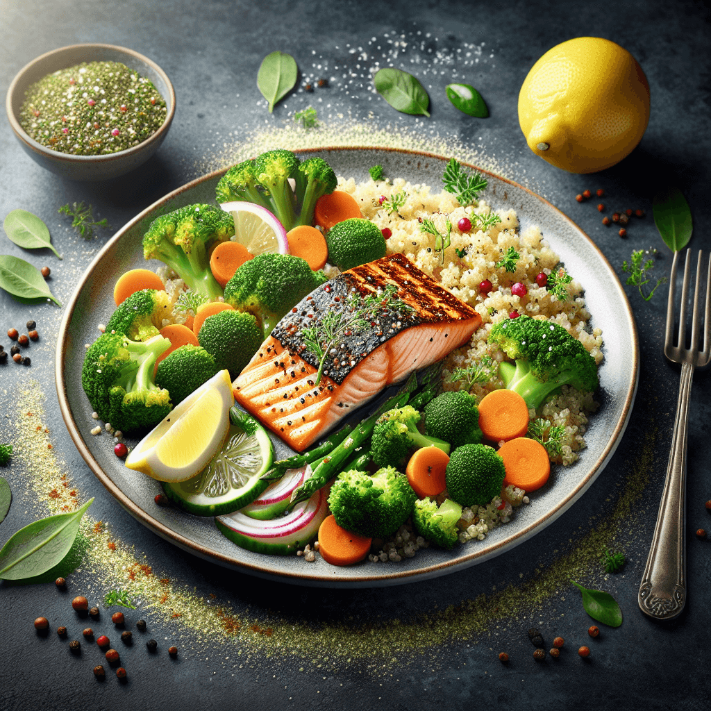 Grilled Salmon with Quinoa and Steamed Vegetables