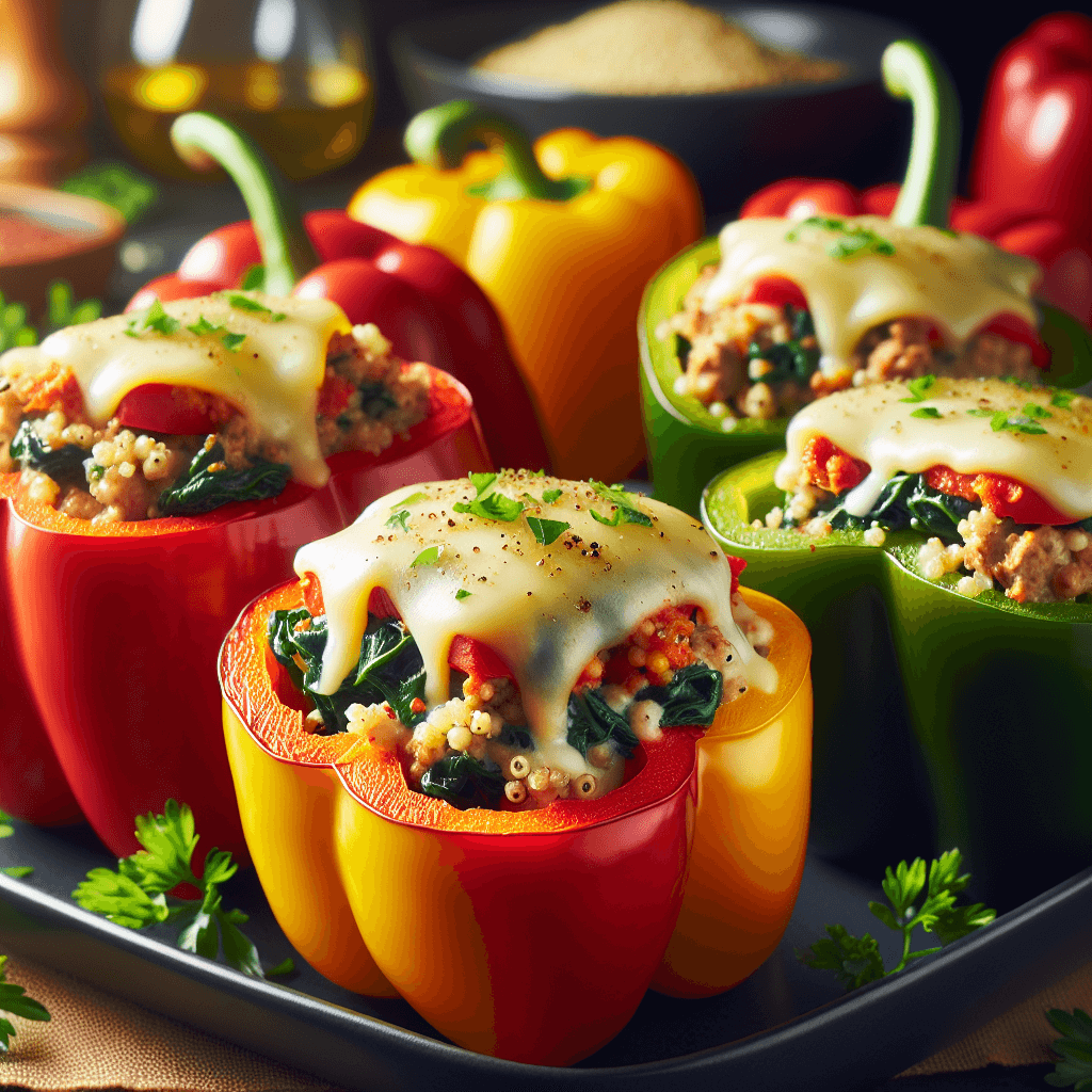 Turkey and Spinach Stuffed Bell Peppers