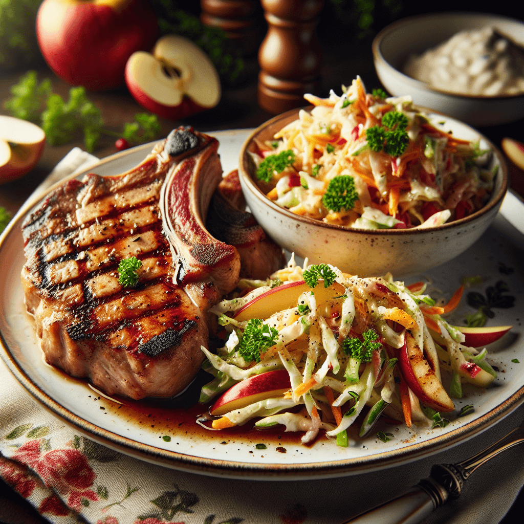 Grilled Pork Chops with Apple Slaw