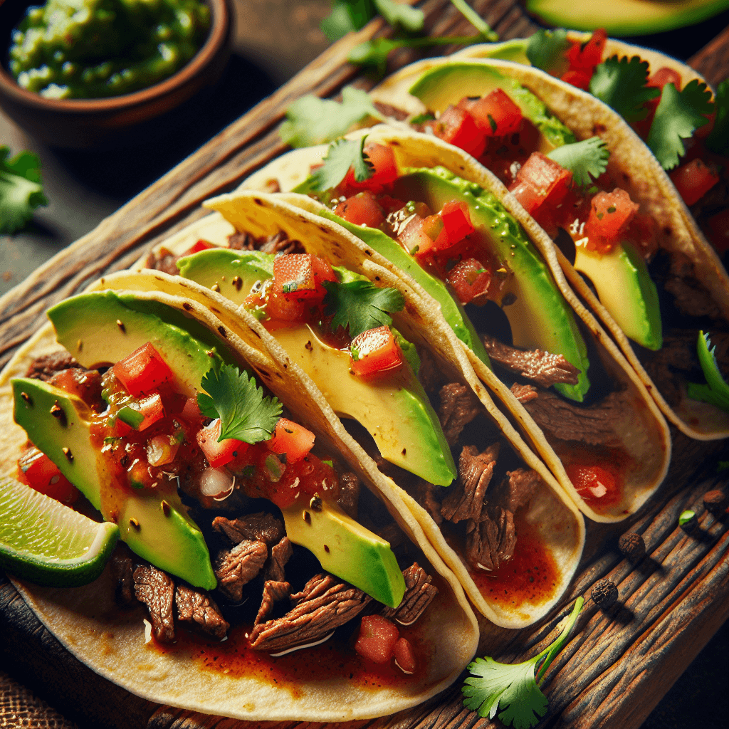 Beef Tacos with Avocado and Salsa