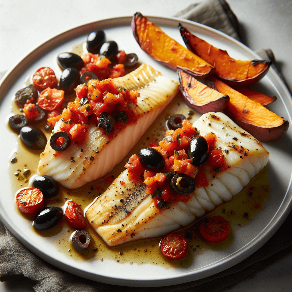 Baked Cod with Tomato and Olive Relish