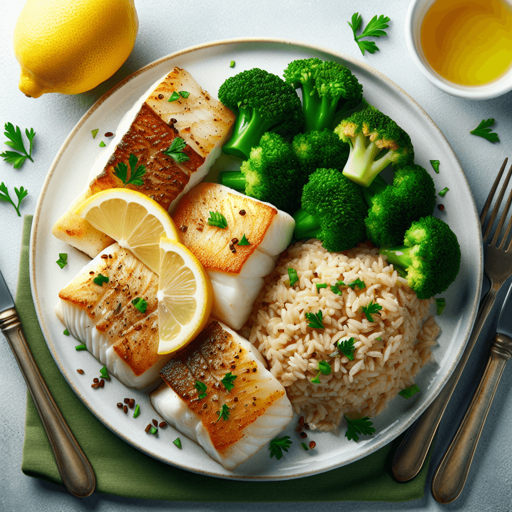 Lemon Herb Cod with Brown Rice
