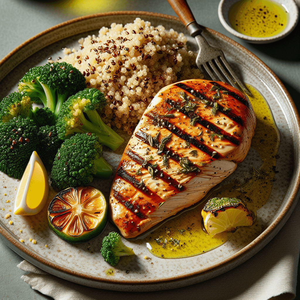 Grilled Chicken with Quinoa and Steamed Broccoli