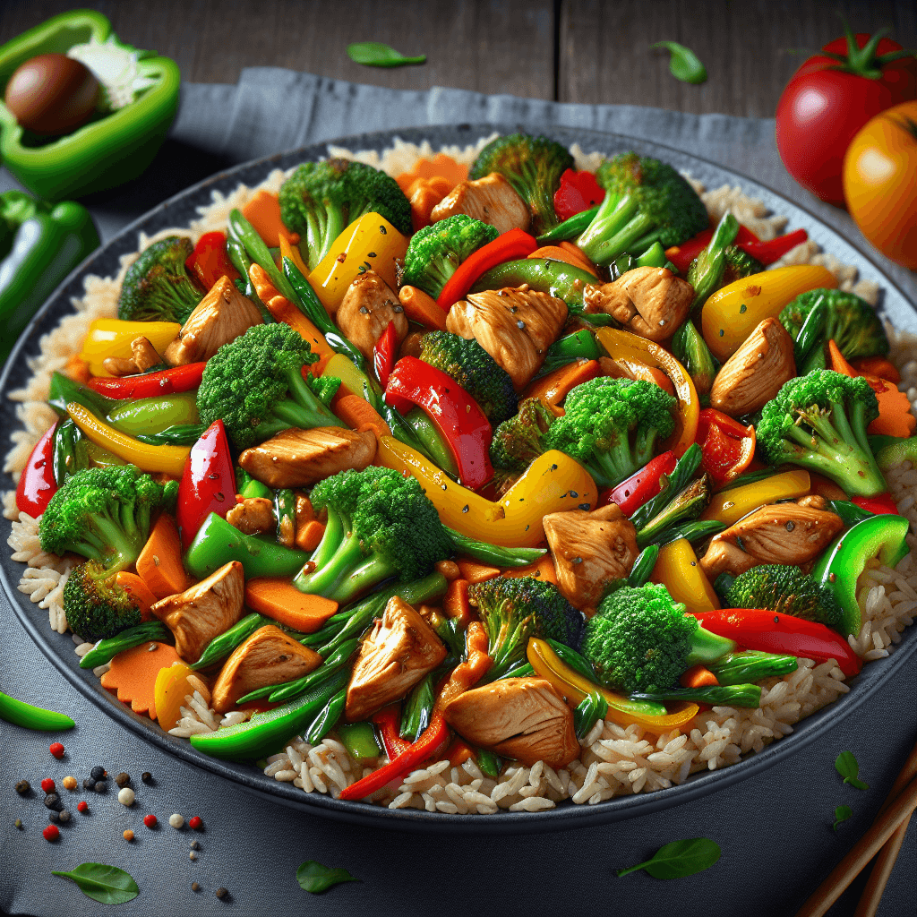 Vegetable and Chicken Stir-Fry with Brown Rice